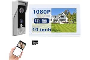 ANJIELO SMART Interphone vidéo avec écran tactile 10 pouces, caméra 1080P, vision nocturne, déverrouillage à distance pour la maison intelligente et la sécurité des appartements