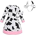 maxToonrain Girls Pink Cow Leopard Tiger Costumes with Headband Kids Animal Fancy Dress for World Book Day/Book Week, Halloween, Christmas and Birthday Theme Party