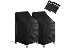 RICYEA 2 sztuki pokrowców ochronnych na krzesła ogrodowe, odporne na warunki zimowe i działanie promieni UV, wiatroszczelne, wodoodporne, 72x92x70/120 cm
