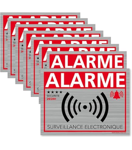 Autocollant De Dissuasion "Alarme Vidéo Surveillance 24-24h" Lot De 11