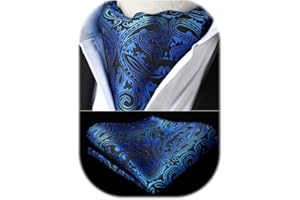 HISDERN Krawat Ascot Męskie Krawaty i chusteczki Zestaw Paisley Kwiaty Formalne Ślub Elegancki Krawat Żakardowy Szalik Ascot Męski