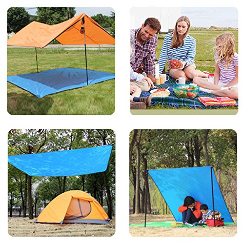 LIVEHITOP Picknick Matte Tuch Strand Decke Große XXL 210×200 cm, Wasserdichte Dünn Leicht Tragbar Mat mit Tasche 4 Stöpsel für Outdoor Park BBQ Sommer Camping, 83“x79“ (Blau) - 3