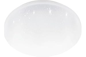 ‎EGLO Eglo Pogliola-S LED Ceiling Light, Diameter 31 cm, 1 Bulb Wall Lamp, Crystal Effect Ceiling Light made of steel and plastic in White, Living Room Lamp, Kitchen Lamp, Office Lamp, Hallway Lamp Ceiling