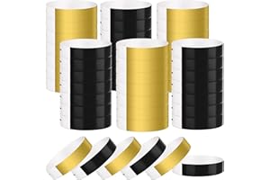 BOUBONI 300 Pcs Paper Wristbands for Events Water Resistant Paper Wristbands Sticky Rolls Bracelet for Events Clubs Music Festival Concert(Gold,Black)