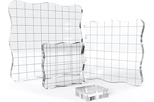 YITOBICI Ensemble de blocs de tampons en acrylique, ensemble de 4 blocs de tampons, carré de tampon transparent avec lignes de grille pour scrapbooking, album photo, journal de bricolage (ondulé, 4 pièces)