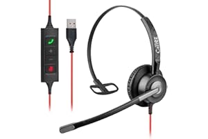 Callez USB Headset mit Mikrofon für PC, Headset Laptop mit ENC Dual Noise Cancelling Mikrofon, USB Kopfhörer mit Teams Anruftaste für Büro Homeoffice Teams Zoom Skype Konferenz Gespräch Meeting