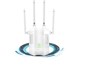 NUETSA Saiyuanxing WiFi Extender – Dual Band 2.4G and 5G WiFi Extender Booster 1200Mbps Wireless WiFi Booster 1 Ethernet Port and 4 External Antennas white UK Plug (AC16)