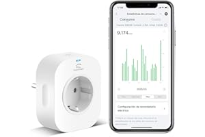 EIGHTREE Enchufe Inteligente Alexa, Enchufe Wi-Fi Medidor Consumo, Tomada Inteligente Programable con Temporizador, Control Remoto por APP&Voz, Compatible con Alexa, Google Home y SmartThings, 16A 3680W, 1Pack