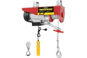 VELPAX Paranco Elettrico 400 kg, 850 W, Altezza Sollevamento 12 m, Velocità 10 m/min, Motore in Rame Puro, Paranco Argano Elettrico con Telecomando Cablato, per Garage e Uso Industriale