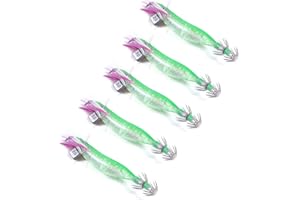 FOLANDO 5pcs Luminous Saltwater Fishing Lures, Shrimp Squid Bait Artificial Spinner Lures for Freshwater and Saltwater
