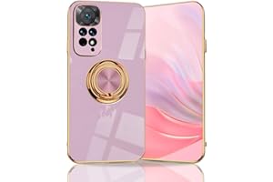 BORYA Funda para Xiaomi Redmi Note 11S 4G/ Redmi Note 11, Ultradelgado Suave Silicona Carcasa TPU Bumper Antigolpes Estuche, Galvanoplastia Phnom Penh 360°Anillo Soporte Caso, Púrpura