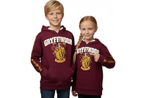 GWCC Harry Potter Kids Hoodie – Official Licensed Gryffindor Sweatshirt | Maroon Cotton Pullover Jumper with Crest & Sleeve Print | Unisex Sizes 1–13 Years