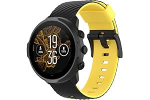 Yikamosi Compatible con Suunto 7/Suunto 9 Correa,24MM Color Dual liberación rápida Silicona Suave Cierre de Acero Inoxidable Correas de Repuesto para Suunto 7/Suunto 9/Suunto 9 Baro,Negro/Amarillo