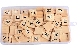 GroveEss 100 PCS Wood Letter Tiles,A-Z Capital Scrabble Letters for Crafts,Children's Educational Toy,for Scrabble Crossword Game and DIY Frame and Wall Art