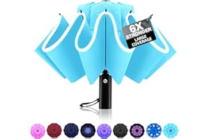 Trenovo Kompakt Reiseschirm - Automatik Sturmfest Regenschirm für Regen, Winddicht Taschenschirm mit 10 Rippen, Regenschirm mit Umgekehrter Faltung Damen und Herren