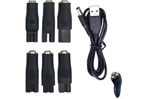 AUCANNIO USB Shaver Charger Cable, Durable 5V Shaver Charger Power Supplies with 6 Charging Cord Heads Replacement Power Lead Compatible with Various Shavers Purifiers Electric Hairdressers Others Power Cord
