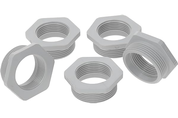 Kalitec 5x G6322500 Reducerare M32 till M25 - Skruvadapter i Ljusgrå Plast | Halogenfri glasfiberförstärkt gängadapter för M32 yttre till M25 inre gänga, självtätande med 36 mm diameter