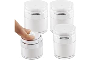 alwaiiz 4 Pièces Flacons à Crème Sous Vide, 15/30/50 ML Flacon Pompe sans Air, Anti-Fuite Pompe Creme, Rechargeable et Portable pot Creme Video pour les Voyages ou la Maison