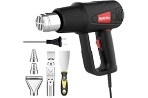 CALMGEEK Kit de pistola de calor de 2000 W, ajustes de temperatura variables, 120 °F ~ 1200 F, kit de pistola de calor de alto rendimiento con 2 ajustes de volumen de aire y 5 boquillas para manualidades,