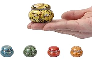 YOUDEAR MEMORIALS Small Urn for Human Ashes - 1.6'' Handicrafted Urn - Beautiful Tiny Keepsake Urns - Mini Urn Made of Ceramic - Hold 1.2 Cubic Inches of Ashes (Yellow)