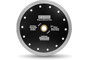 DT-DIATOOL Diamond Saw Blade 7 Inch / 180mm Cutting Disc with Mesh Turbo for Porcelain Tile Marble Ceramic Granite