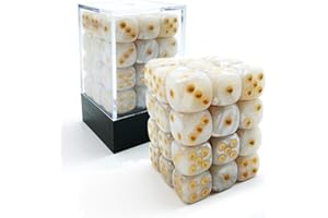 BESCON DICE Bescon 12mm 6 Sided Dice 36 in Brick Box, 12mm Six Sided Die (36) Block of Dice, Marble White