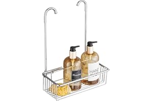 Wopeite Duschablage zum Hängen, Duschablage ohne Bohren, Duschregal Duschkorb aus Edelstahl, Shampoo Halterung für Dusche Aufhängen an der Mischbatterie, 25 x 35 x 13 cm, Silber
