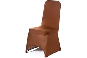Trimming Shop Spandex Chocolate Chair Cover Stretch Fabric Removable Washable Protective Slipcovers for Weddings Birthday Banquets Ceremony Hotel Dining Parties Décor, 4pcs