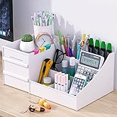 Shuttle Art Office Desk Organizer with Drawer, All in One Office Supplies and Cool Desk Accessories Pen Holder, Enhance Your 