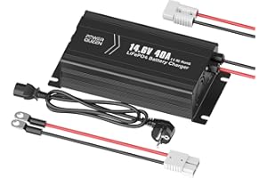 Power Queen Cargador de Batería de Litio de 14.6V 40A,para Baterías LiFePO4 de 12 V, Carga Rápida de Batería de 12 V, con Modo de Precarga, Pantalla LED en Tiempo Real y 4 Funciones de Protección.