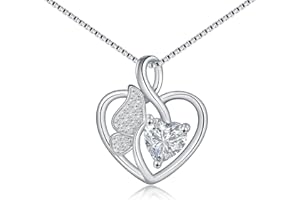 COSIE LILY Collier Femme en Argent 925,Pendentif Papillon de Cœur,Bijoux pour Femmes,Cadeaux Petite Amie Maman Anniversaire Fête des Mères Noël Saint-Valentin Cadeau Elle