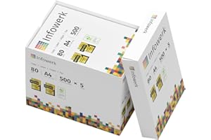 ‎INFOWERK Infowerk Druckerpapier Kopierpapier 2500 Blatt 5 x 500 A4 80g Premium Hochweiß CIE 160 Testsieger PEFC Umweltzertifikat