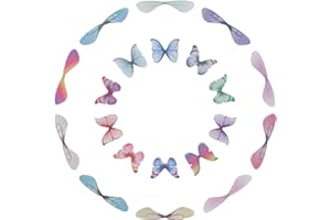 SUNNYCLUE 120 Pieza 20 Estilos de Abalorios de ala de Libélula Colgantes de Alas de Mariposa Voladora de Tela de Poliéster Accesorios de Adorno para Joyería de Bricolaje Manualidades Pendientes