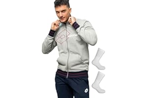 Lotto Tuta FELPATA Uomo + Calze Cotone Omaggio - Tuta completa uomo Sportiva Autunno Inverno ZIP Intera Cotone Felpato