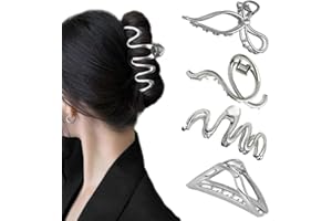 ZSPERKLA 4 Stück Metall Haarspangen Silber Haarklammer Rutschfeste Große Haarklammern Haar-Accessoires für Frauen Mädchen (Silber)