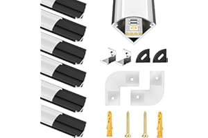 ‎CHESBUNG LED Aluminium Kanal Schwarz für Led Streifen/Stripes/Stripe/Strip, 6x1m V Form Leiste Profil Aluprofil, Stripes Schiene mit Milchiger Weißer Abdeckung, Strip Diffusor mit 45 Grad Eckverbindern