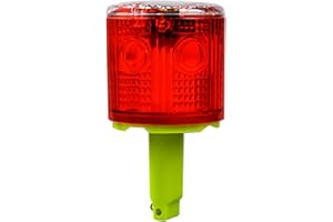 Aolyty Luz de Advertencia, con Columna, Solar Intermitente Ráfaga LED Luz, Superbrillante de 360 grados, Inalámbrica, IP45 Impermeable, Luz Solar Estroboscópica para Emergencia (Rojo)