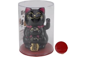 Greensen Maneki Neko katt som vinkar med vinkelarmen med solenergi, dekorativ figur för hem, kontor, bil, 11,4 cm