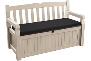Gardenista Cojín para banco de jardín, 128 x 50 cm, resistente al agua, para exteriores, edén y almacenamiento, suave y cómodo, duradero y fácil de limpiar (color negro)