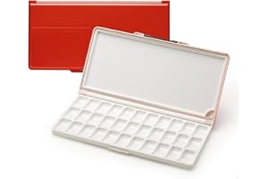 MEEDEN Tavolozza per acquerelli a tenuta stagna, vassoio da viaggio con ampie aree di miscelazione, tavolozza pieghevole a 33 pozzetti rosa per acquerelli, guazzo, vernice acrilica