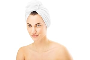 HOMELEVEL 2 x turban do włosów frotte z guzikiem - ręcznik do włosów turban - 100% bawełna szybkoschnąca - 2 sztuki - ręcznik do włosów w kolorze białym