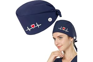 BIVOFU Op Haube Stoff OP Hauben Stoff Krankenschwester Zubehör für Ärzten, Op Hauben Damen, Arzt Kopfbedeckung, Bequeme und Stilvolle Abdeckung für Medizinische Verfahren, Dunkelblau mit