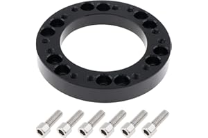 DriSentri 0.5" Steering Wheel Hub Adapter Conversion Spacer, Black Aluminium Alloy 12mm Steering Wheel Hub PCD Adapter Spacer for Momo for Nardi for OMP for Sparco