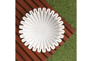 SWADESHI BLESSINGS Handmade Marble Ruffle Bowl/Antique Scallop Bowl/Fruit Bowl/Vintage Ring Bowl/Decorative Flower Bowl/Housewarming Gift/Wedding Gift/Urli (8 Inches)