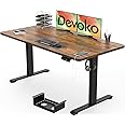 Devoko Electric Standing Desk 140x70cm with USB Charging Height Adjustable with Desktop Sit Stand Up Heavy Duty Steel 3 Memory Smart Pannel(Rustic Brown)