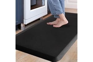 Carvapet Antiscivolo Tappetino da Cucina Anti-Fatica Stuoie in Piedi PVC Ammortizzato Comfort Tappeto da Cucina(Nero,44x99cm)