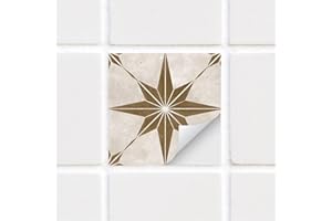Alwayspon Vinyl Waterproof Tile Sticker, Peel and Stick Self-adhesive Backsplash Tile Transfer Sticker for Kitchen Bathroom Living room, Boho Style Wall Sticker, 15x15cmx25pcs, Brown