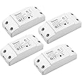 SONOFF Smart WiFi Light Switch 10A 2400W, Wireless Relay Switch Universal DIY Module for Smart Home Automation, Works with Alexa/Google Home/eWelink/IFTTT, No Hub Required, BASICR4, 4PCS