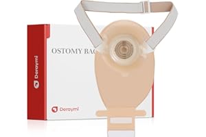 DERAYMI 10PCS Convex Stoma Bags, One-Piece15-45mm Can Be Cut Convex Chassis Colostomy Bags, Ostomy Supplies Stoma Care for Uneven Colostomy, Ileostomy, with Adjustable Ostomy Belt