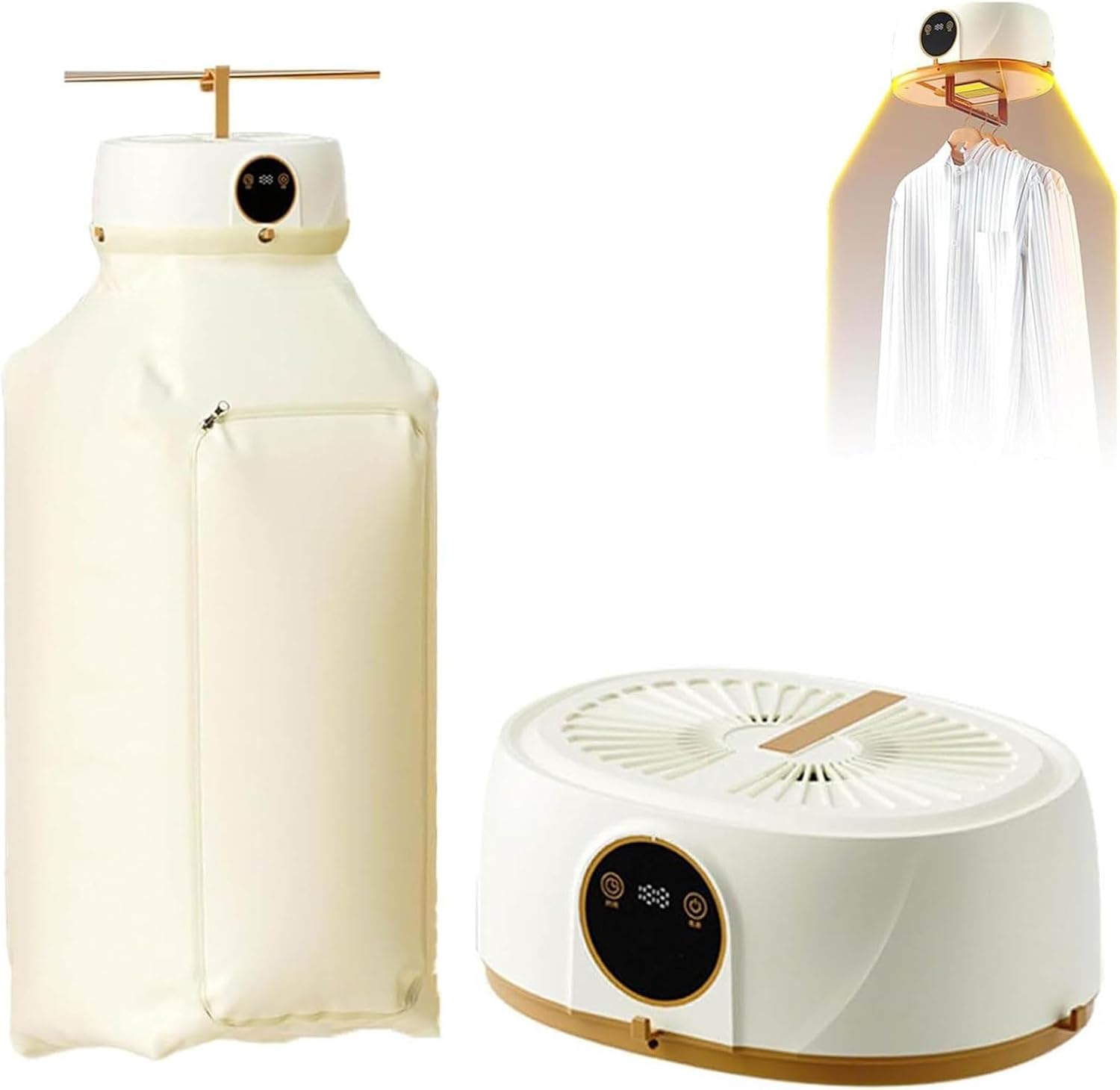 Máquina de Planchar Automática, Secadora de Ropa Portátil con Control Remoto, Calefacción Circulante y Función de Temporizador, Mini Secadora con Bomba de Calor Colgante Para Viajes, Hogar